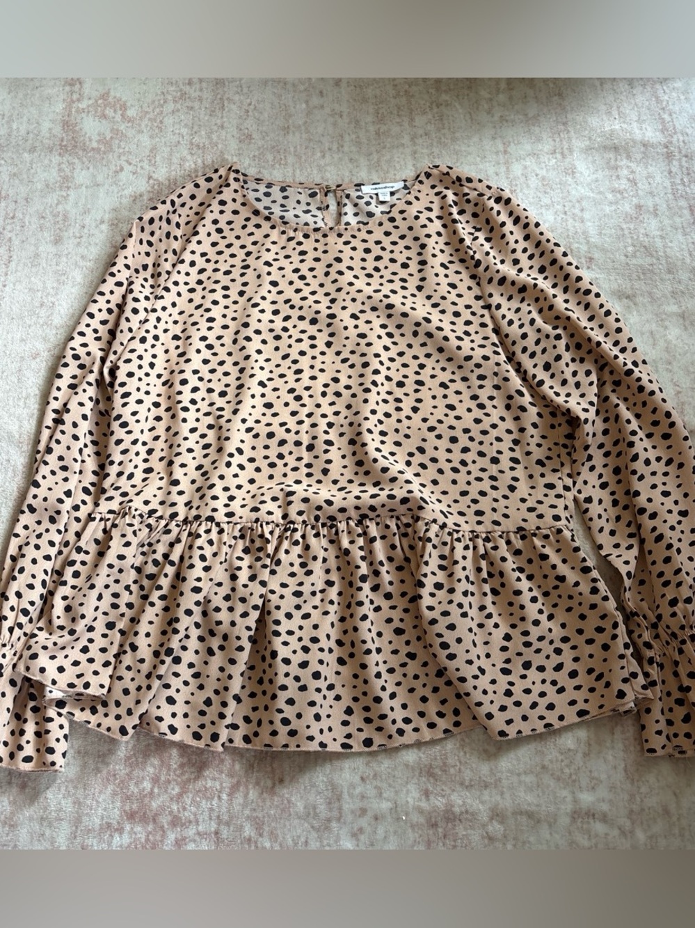 mittoshop Beige Tunic Top with Black Spot Print